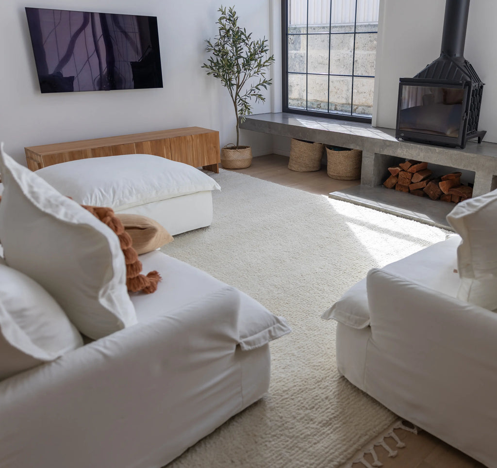Sample of Sapna Hand Knotted New Zealand Ribbed Wool Rug in Ivory