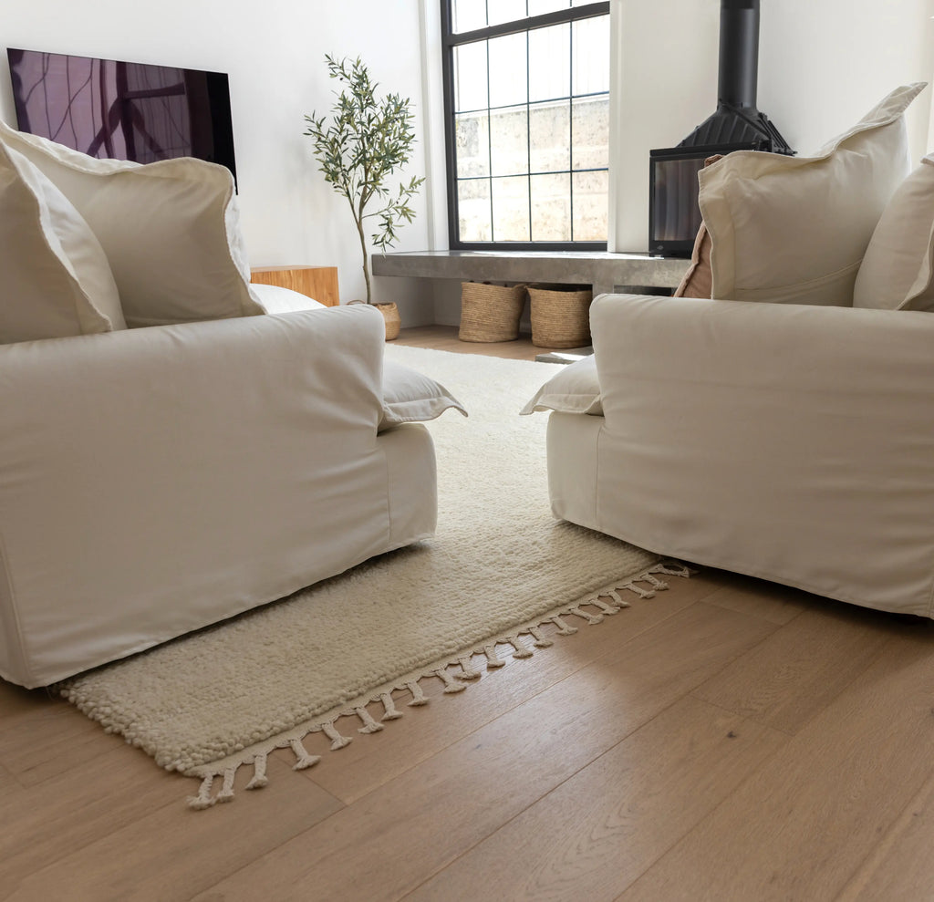 Sample of Sapna Hand Knotted New Zealand Ribbed Wool Rug in Ivory