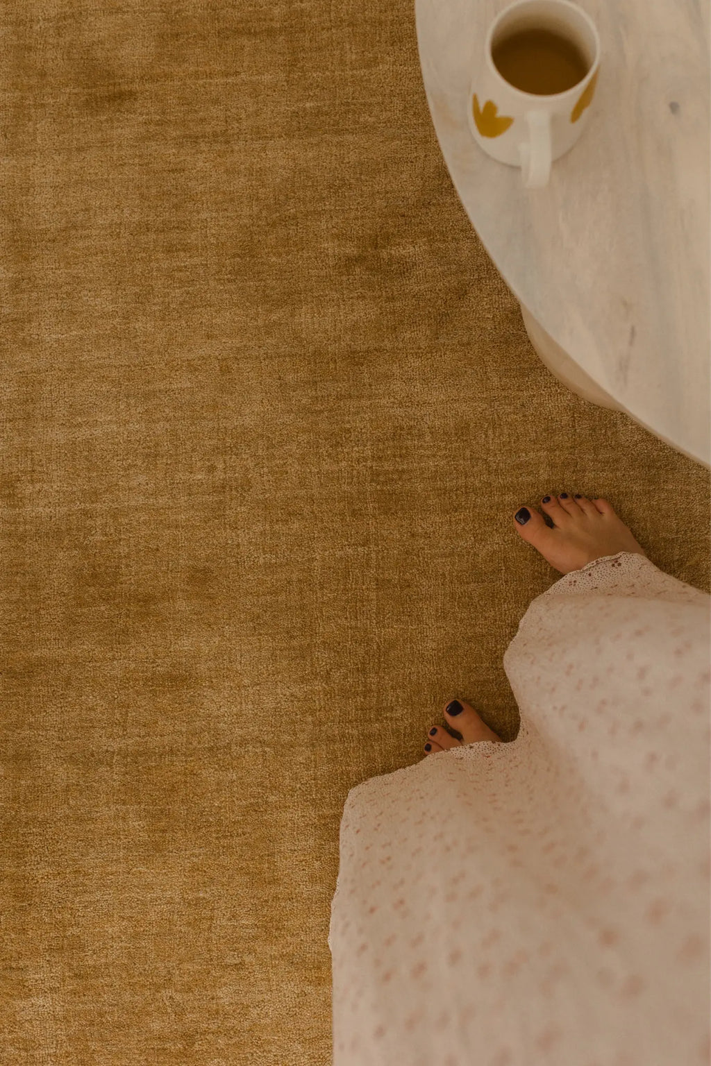 Sample of Bhakti Abrash Wool Blend Rug in Gold