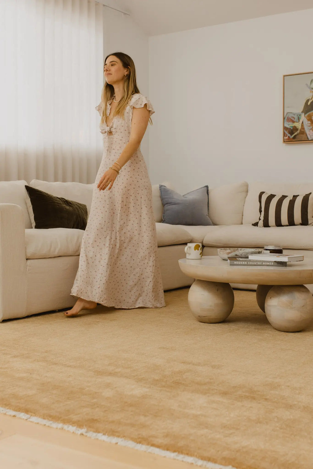 Sample of Bhakti Abrash Wool Blend Rug in Gold