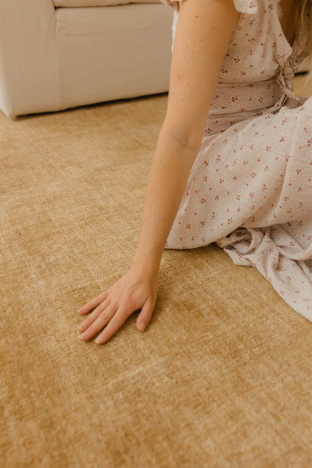 Sample of Bhakti Abrash Wool Blend Rug in Gold