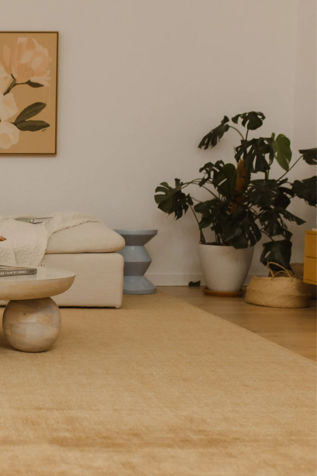 Sample of Bhakti Abrash Wool Blend Rug in Gold