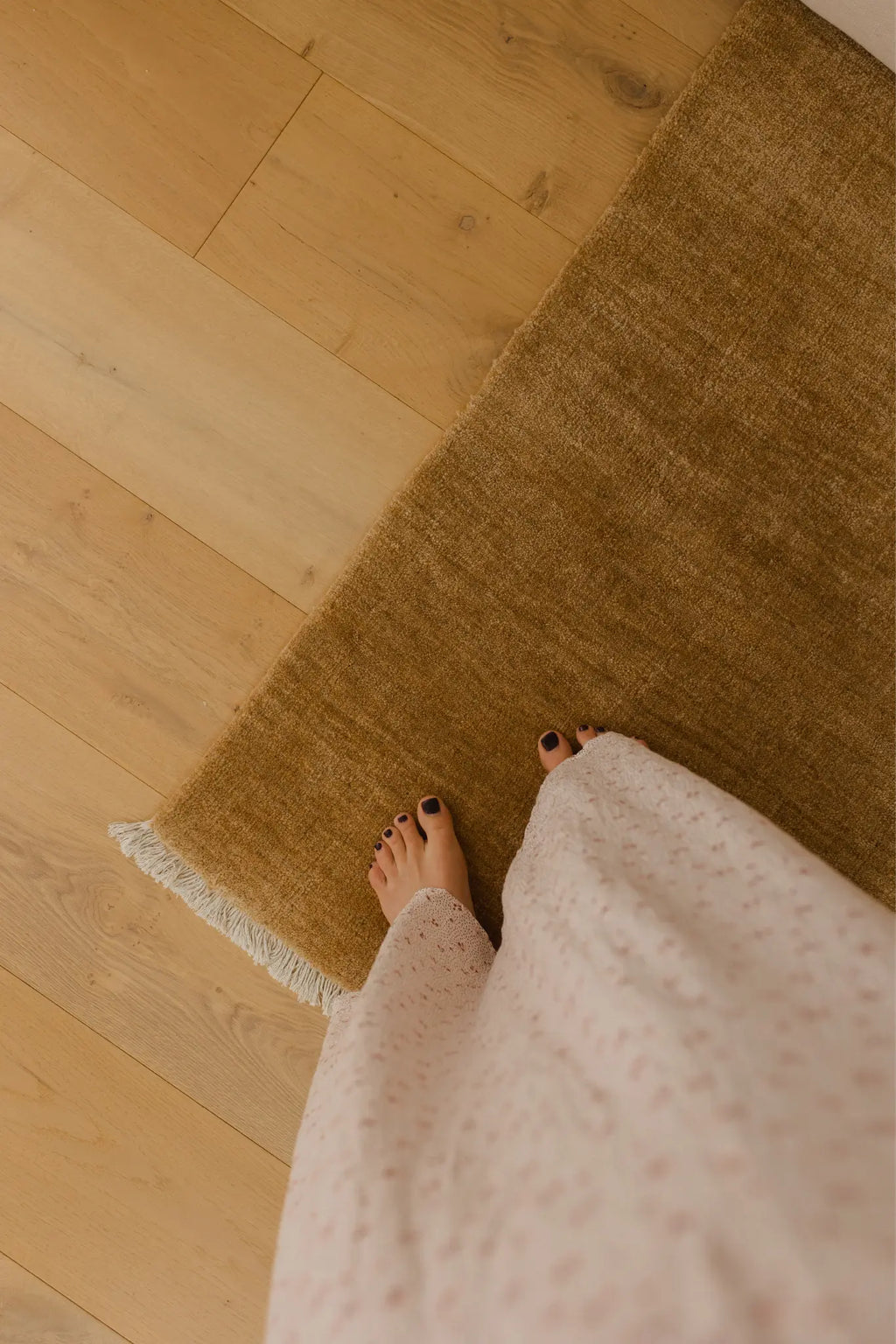 Sample of Bhakti Abrash Wool Blend Rug in Gold