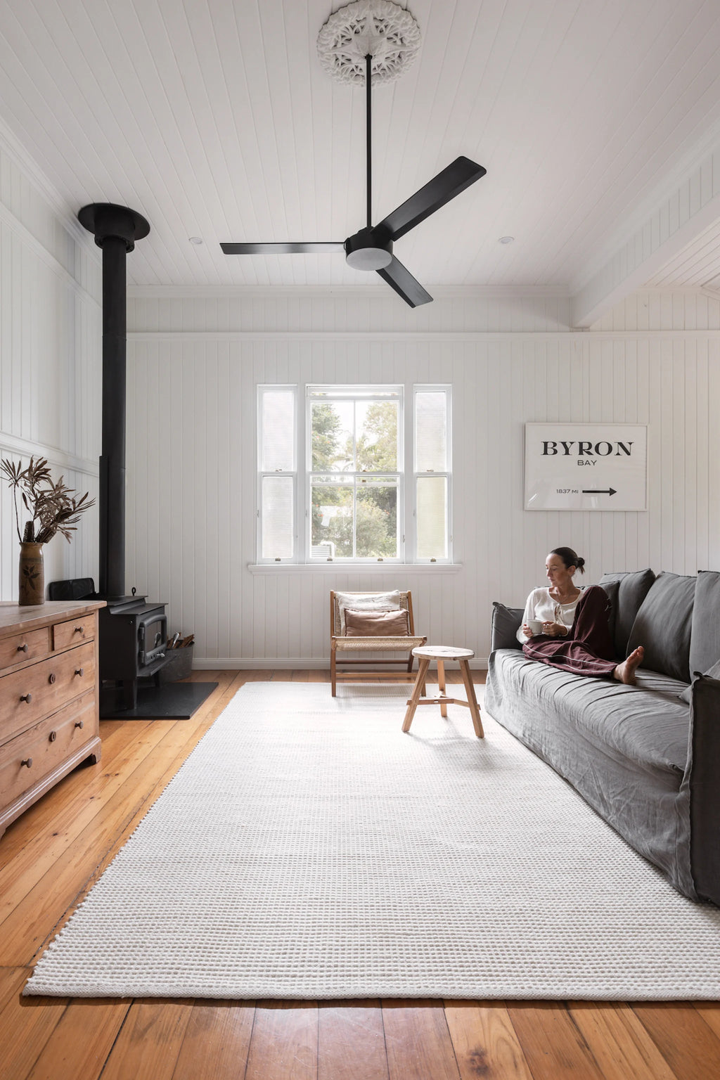 Soma Loop Wool Rug in Ivory