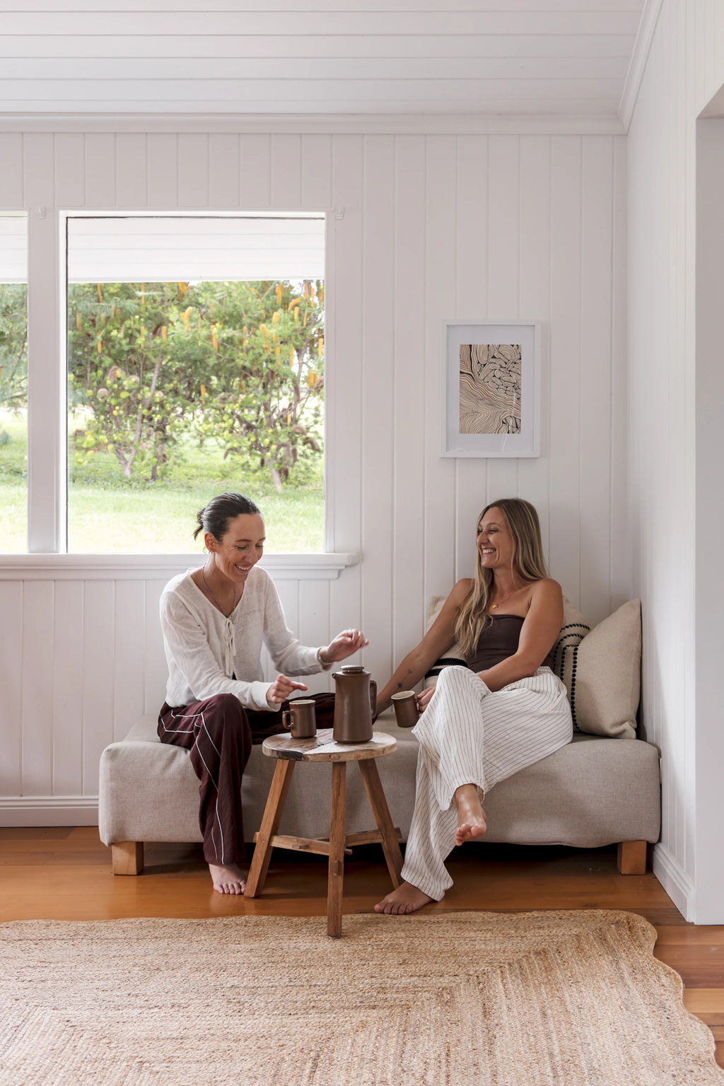 Marigold Wavy Jute Square Rug in Natural