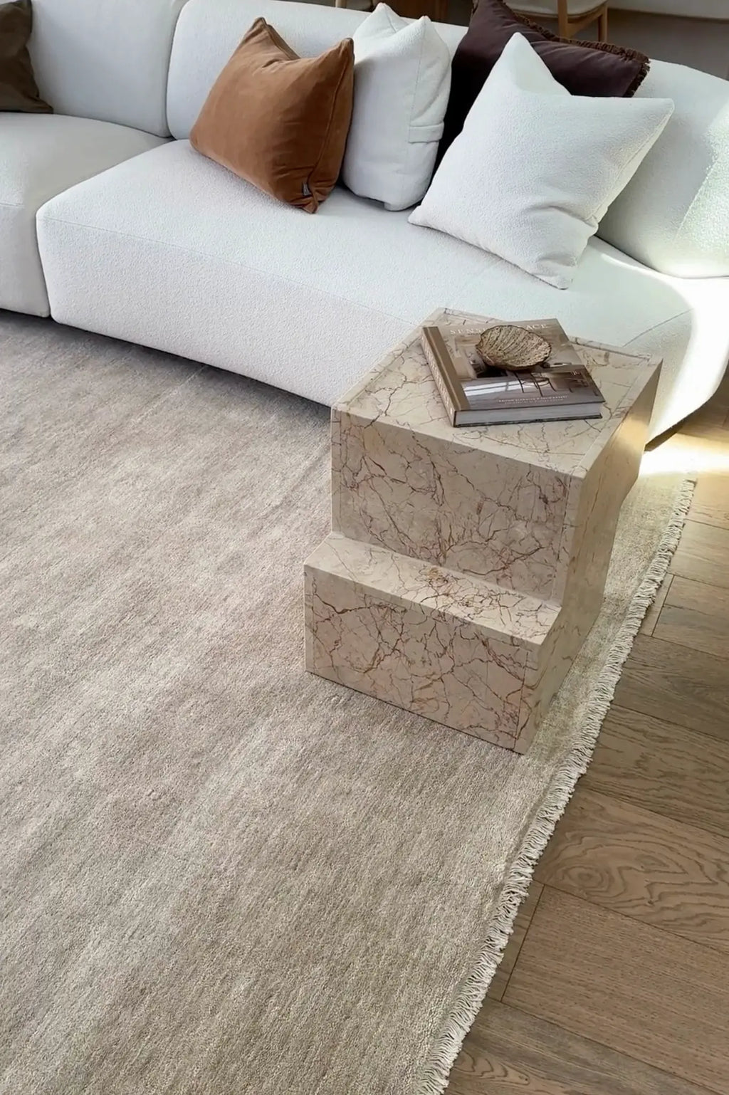Sample of Bhakti Abrash Wool Blend Rug in Oyster