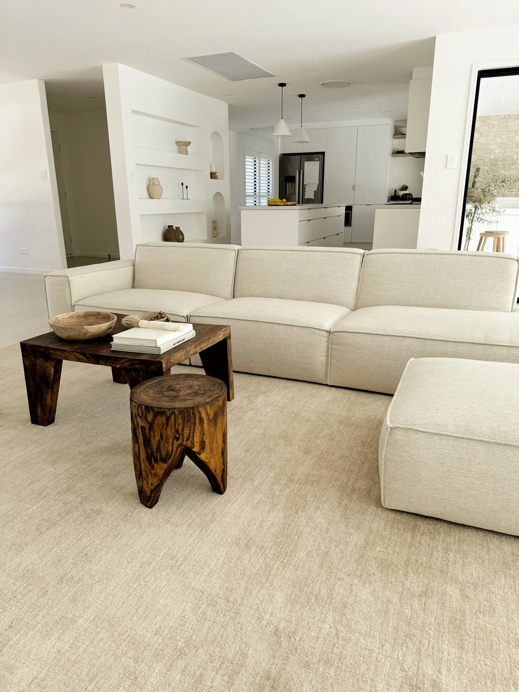 Sample of Bhakti Abrash Wool Blend Rug in Oyster