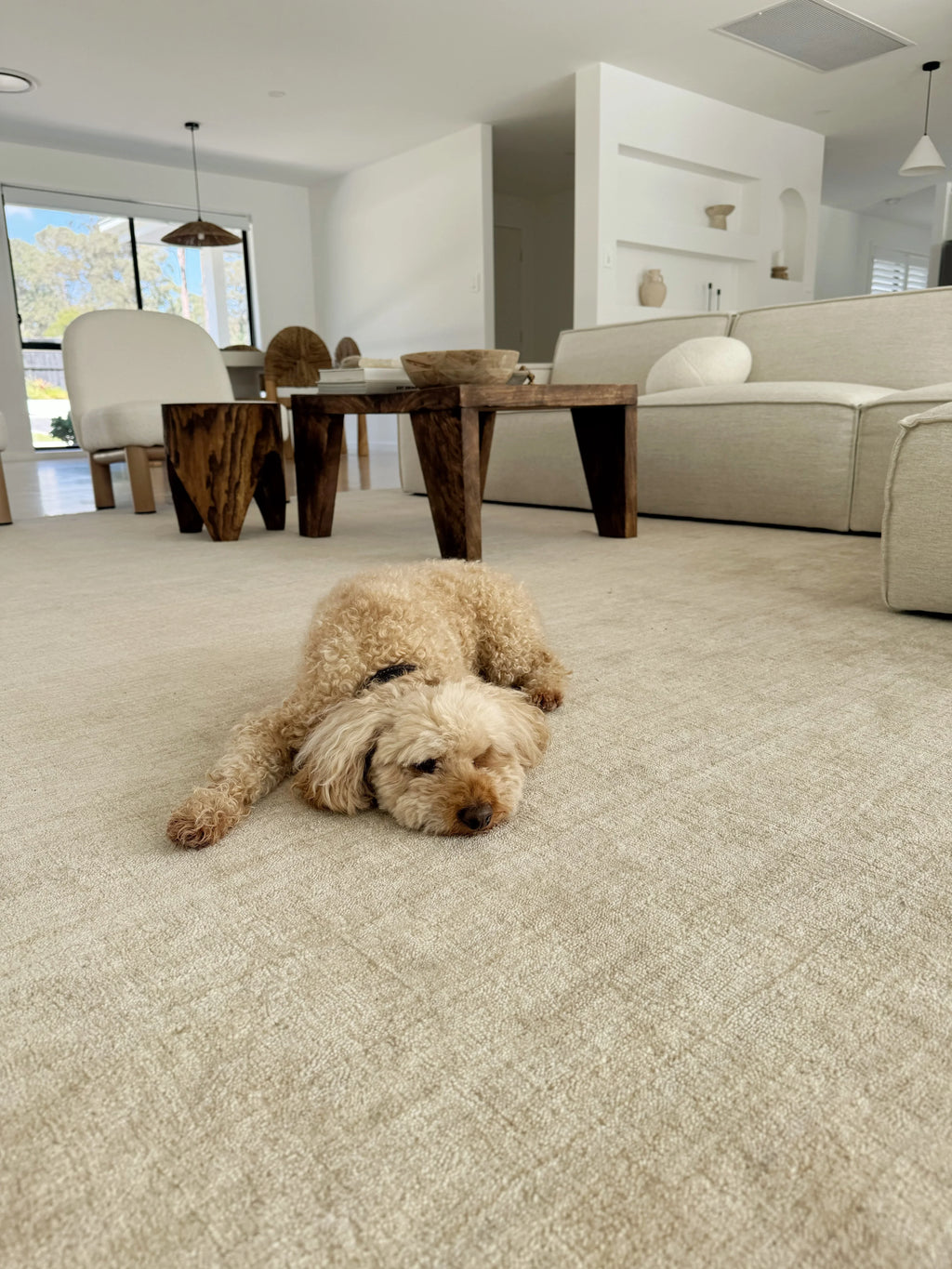 Sample of Bhakti Abrash Wool Blend Rug in Oyster