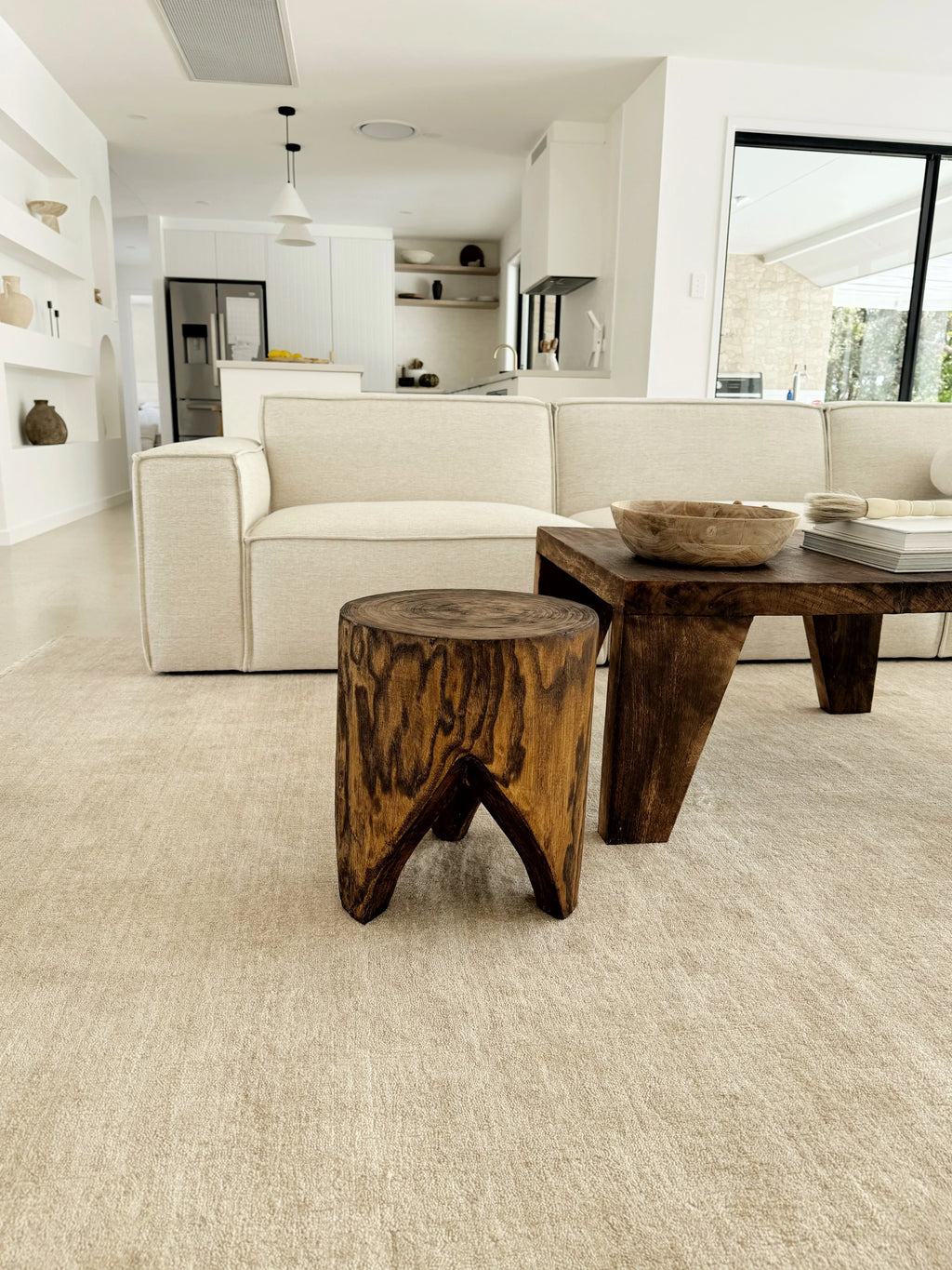 Sample of Bhakti Abrash Wool Blend Rug in Oyster
