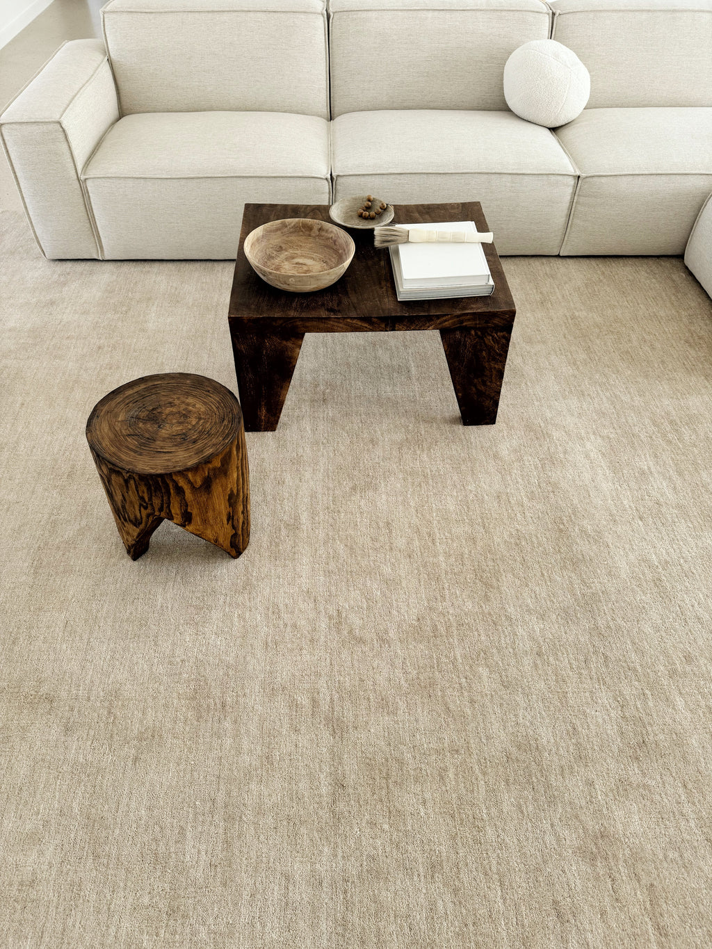 Sample of Bhakti Abrash Wool Blend Rug in Oyster