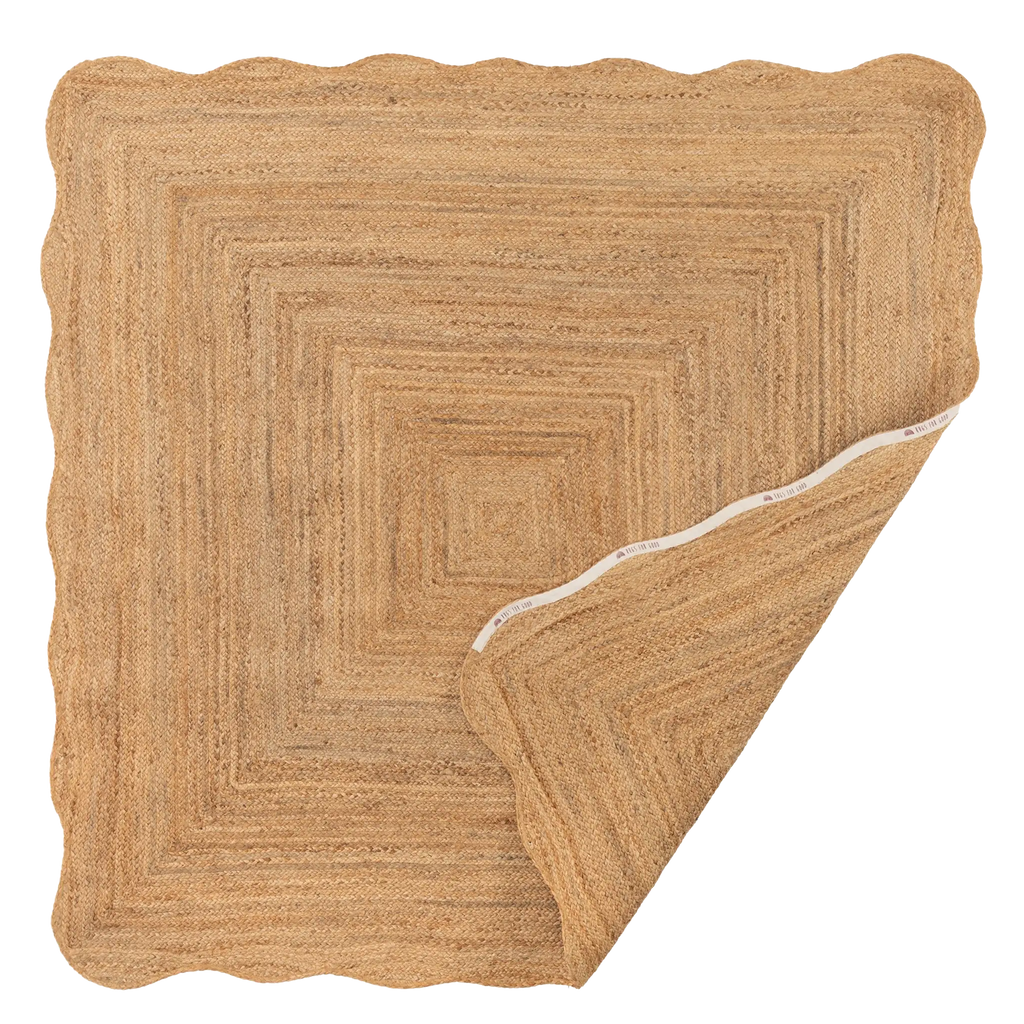 Marigold Wavy Jute Square Rug in Natural