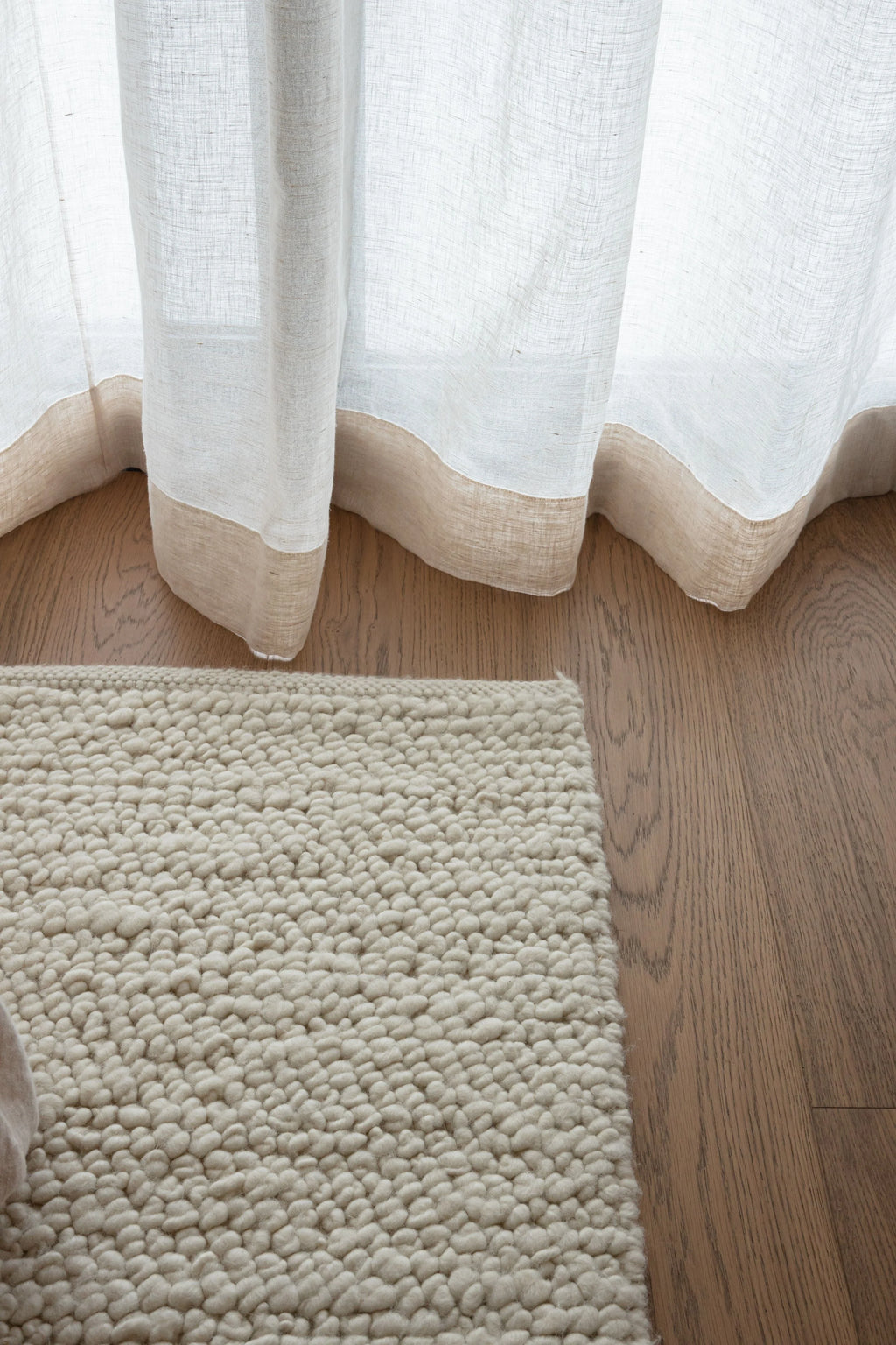 Sample of Newport Pebbly Weave Wool Rug in Ivory