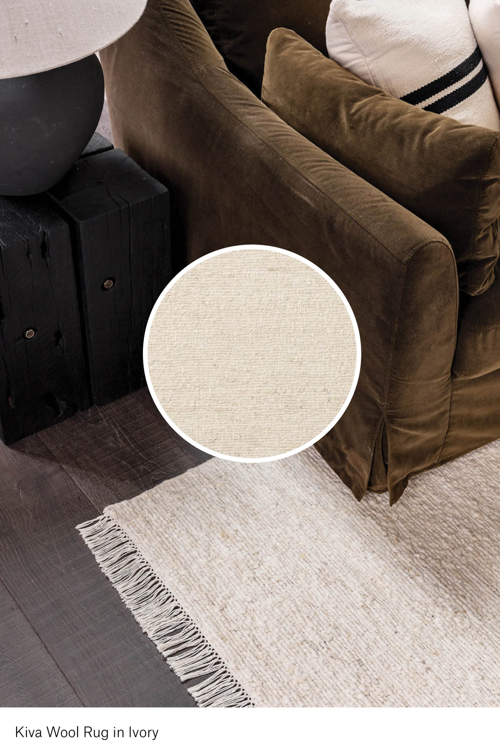 Kiva Hand Woven Wool Rug in Ivory