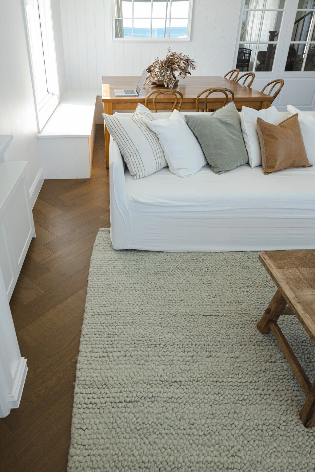 Sample of Newport Pebbly Weave Wool Rug in Grey