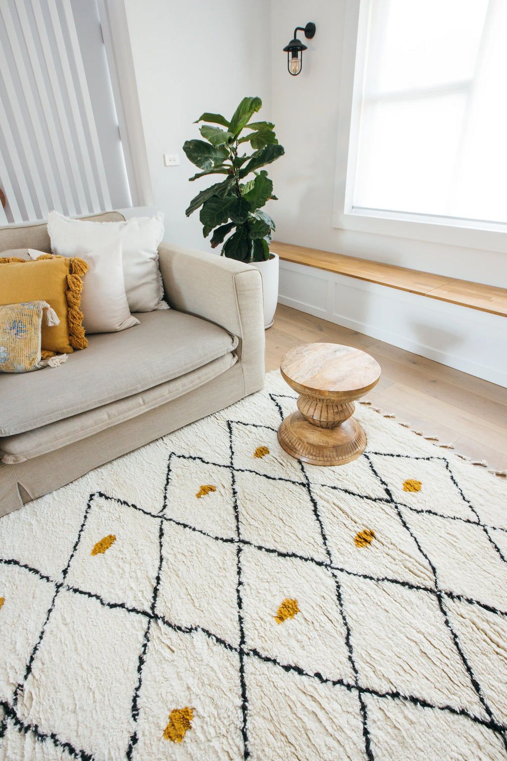 Aarti New Zealand Wool Moroccan Rug in Ivory