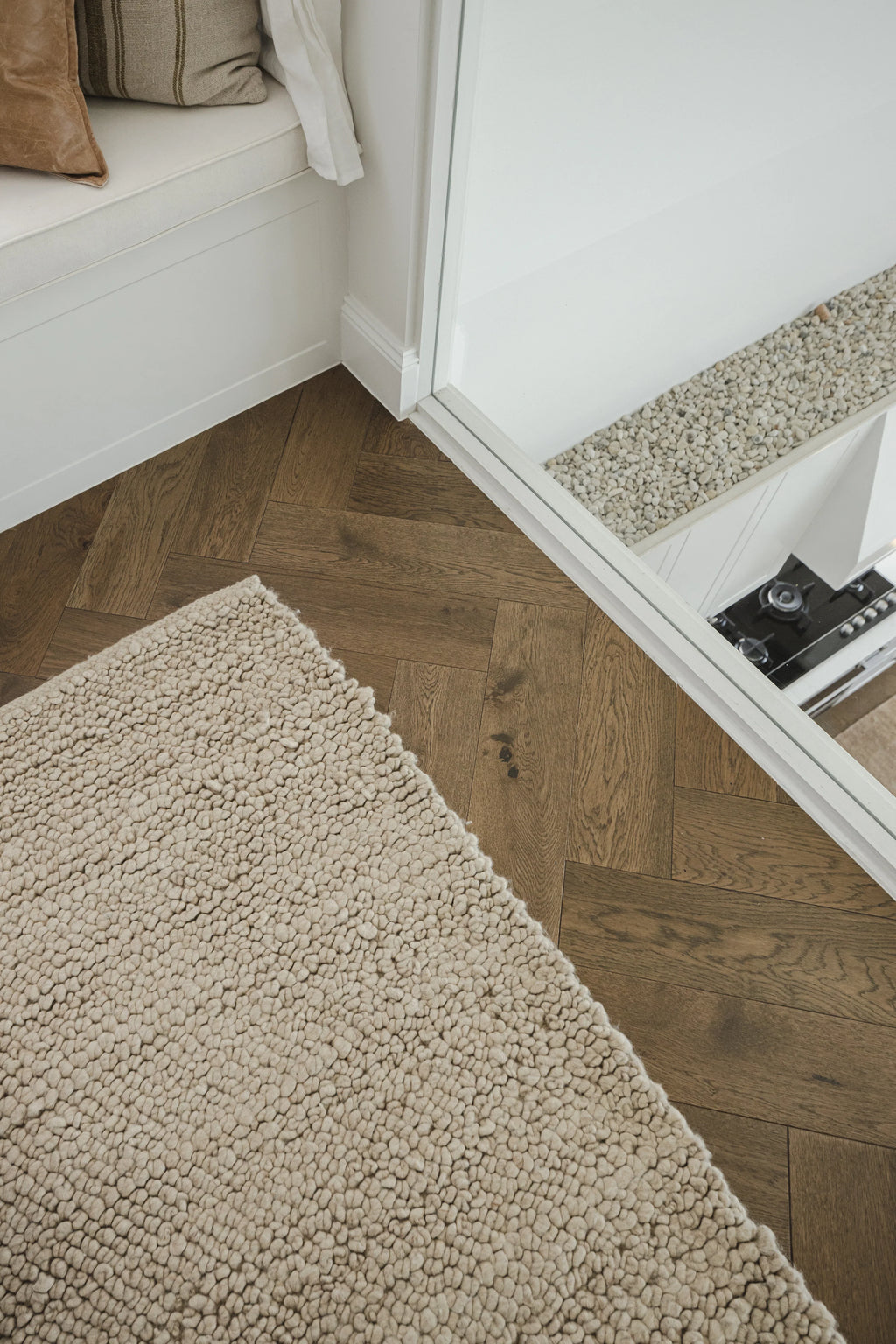 Sample of Newport Pebbly Weave Wool Rug in Beige