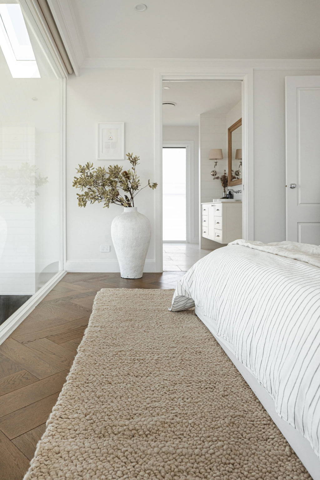 Sample of Newport Pebbly Weave Wool Rug in Beige