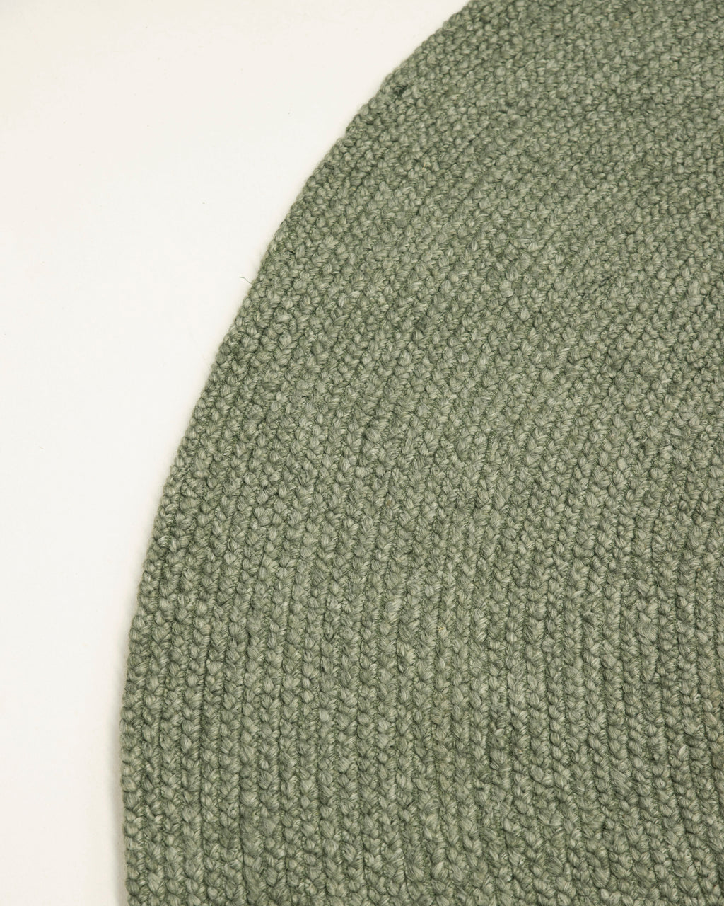 Sample Jiva Round Braided Wool Rug in Olive