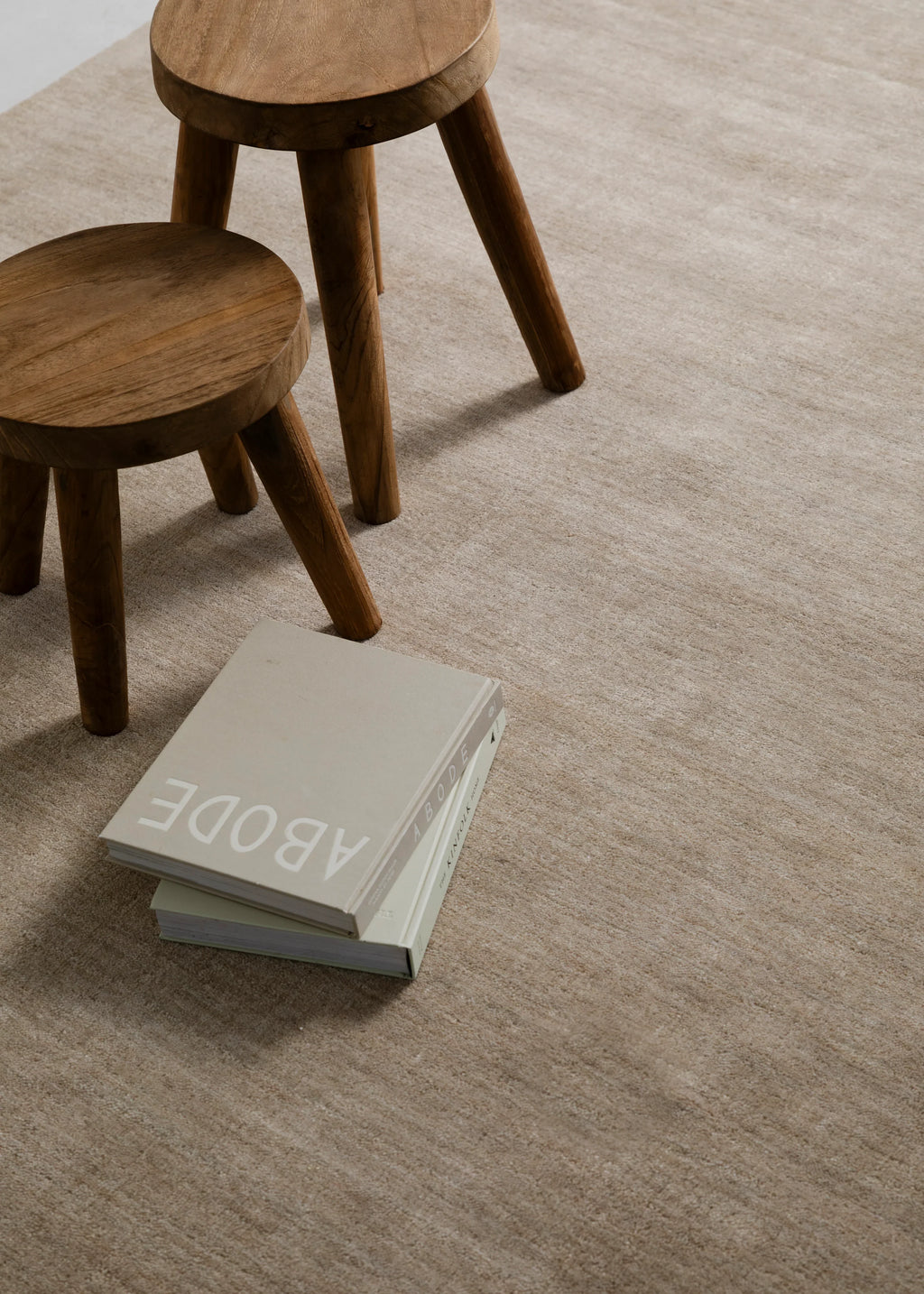 Sample of Bhakti Abrash Wool Blend Rug in Oyster