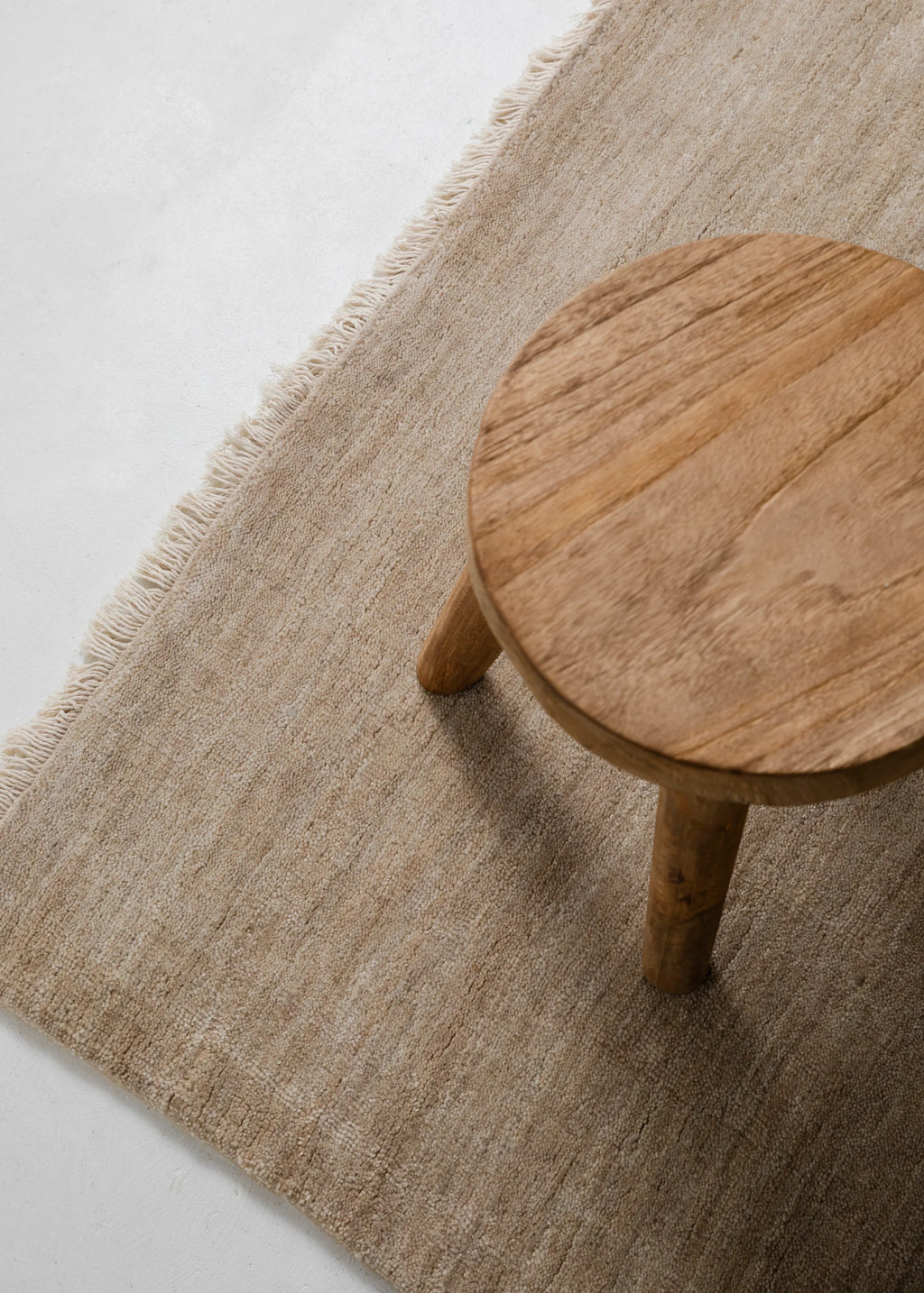 Sample of Bhakti Abrash Wool Blend Rug in Oyster