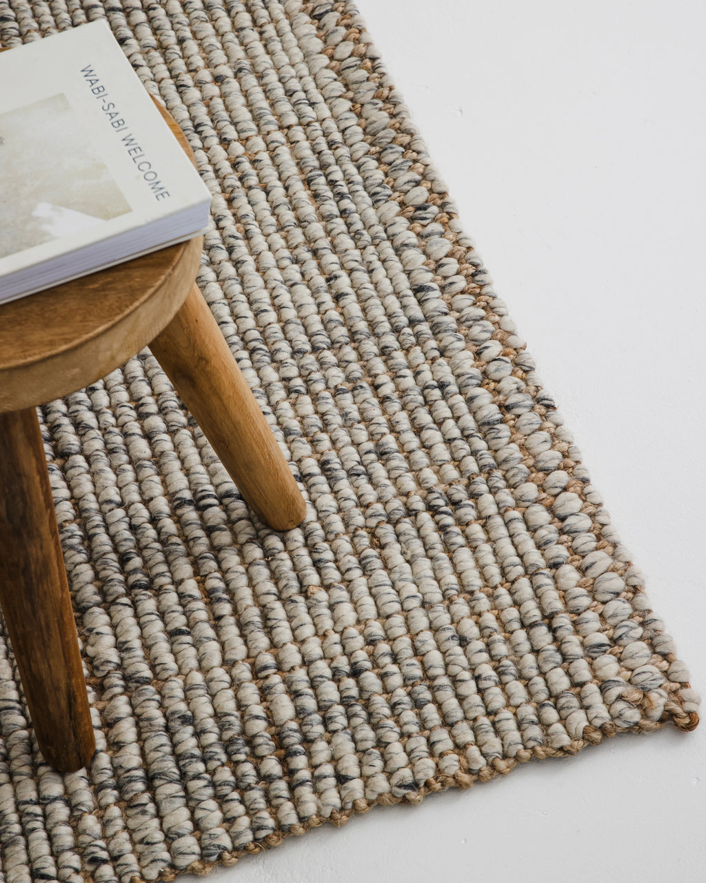 Sample of Alskar Handwoven Wool and Jute Rug in Grey