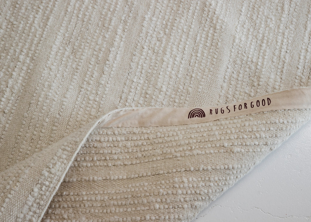 Elk Undyed Wool Rug in Natural White