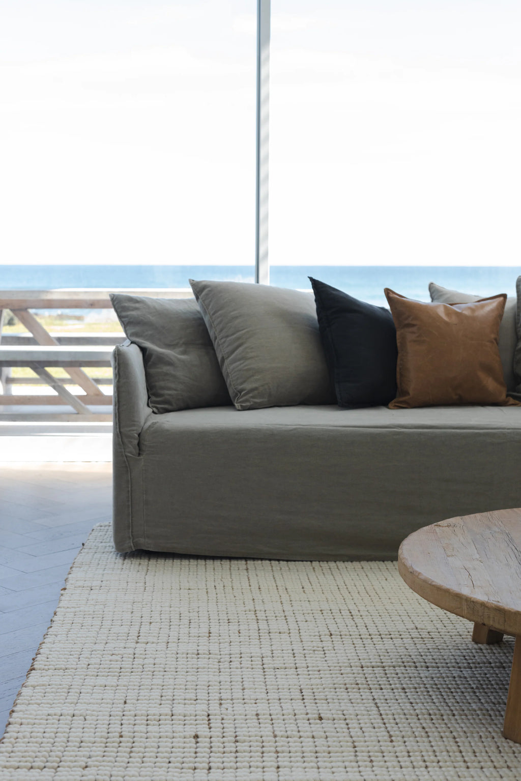 Sample of Alskar Handwoven Wool and Jute Rug in Ivory
