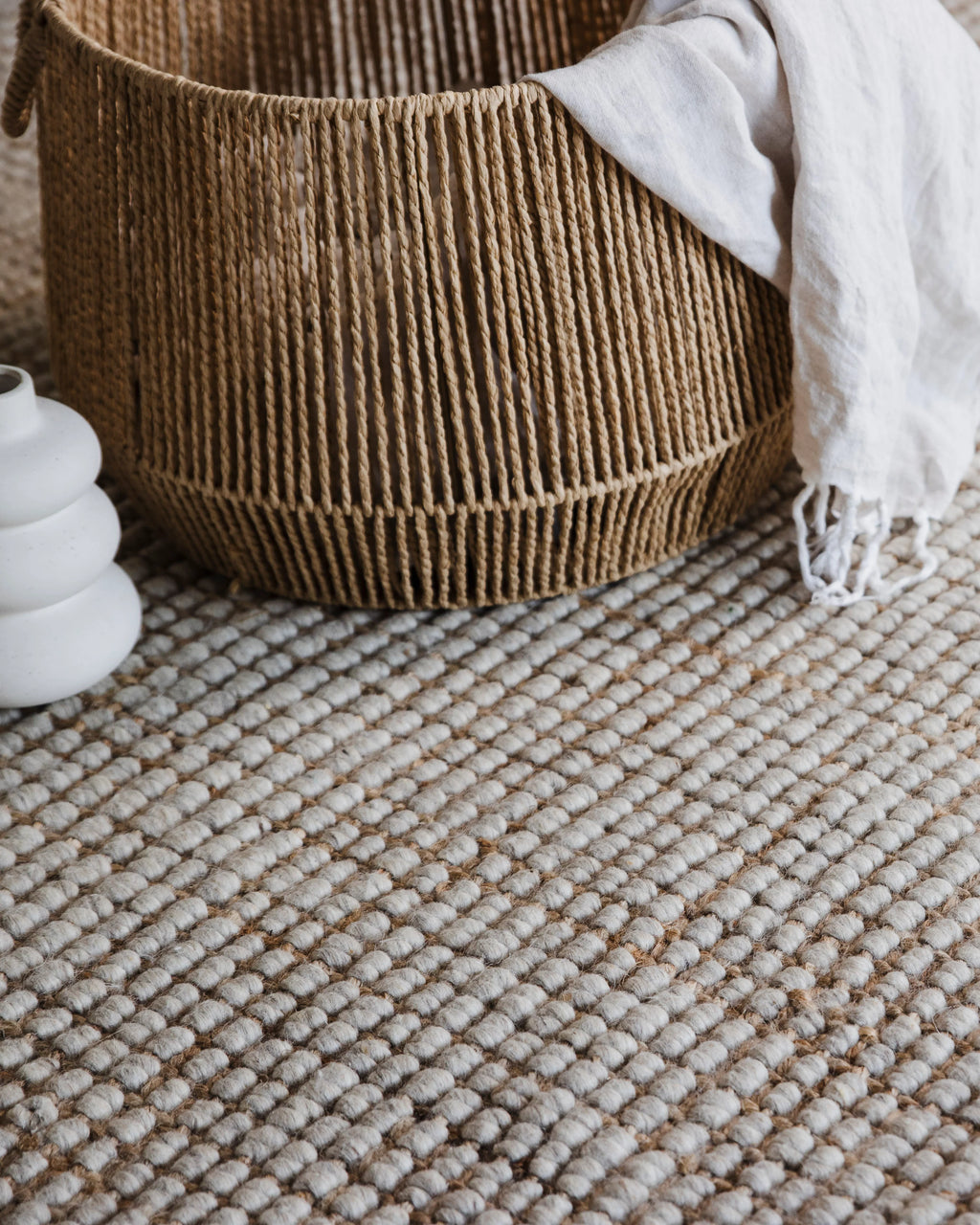 Sample of Alskar Handwoven Wool and Jute Rug in Beige