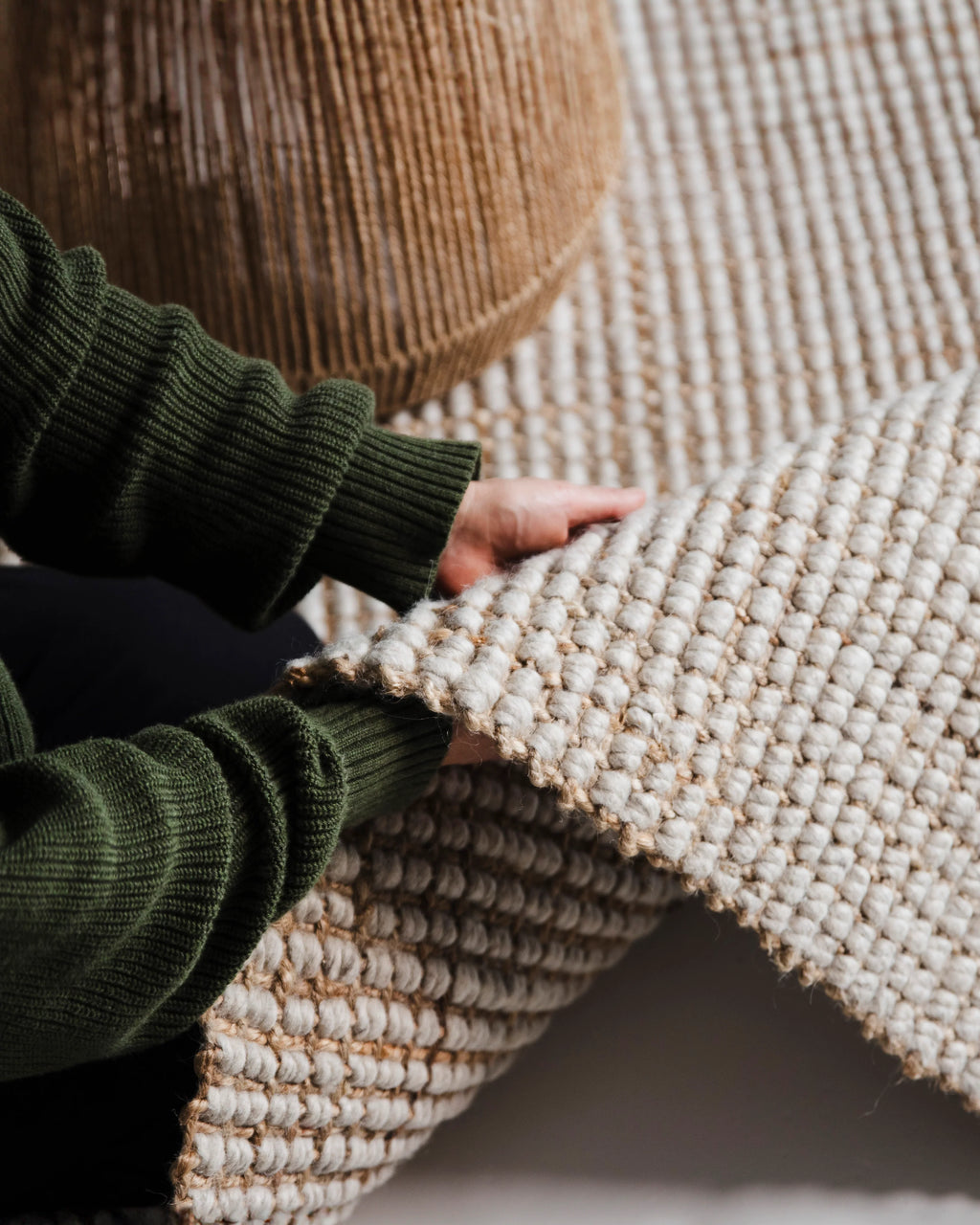 Sample of Alskar Handwoven Wool and Jute Rug in Beige