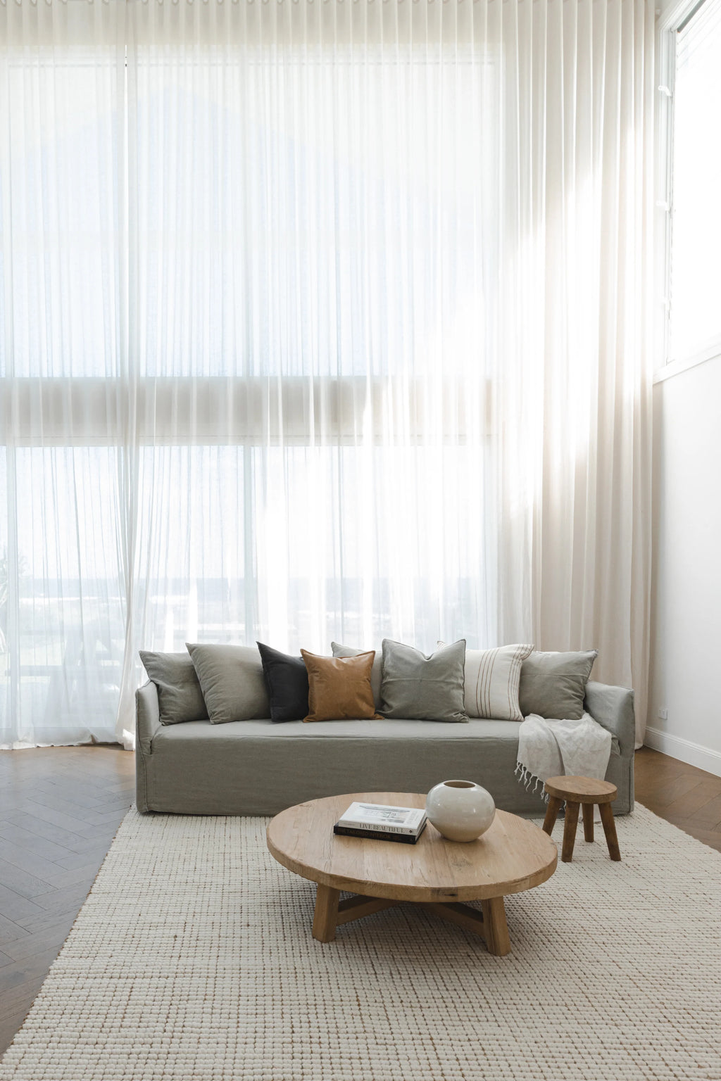 Sample of Alskar Handwoven Wool and Jute Rug in Ivory