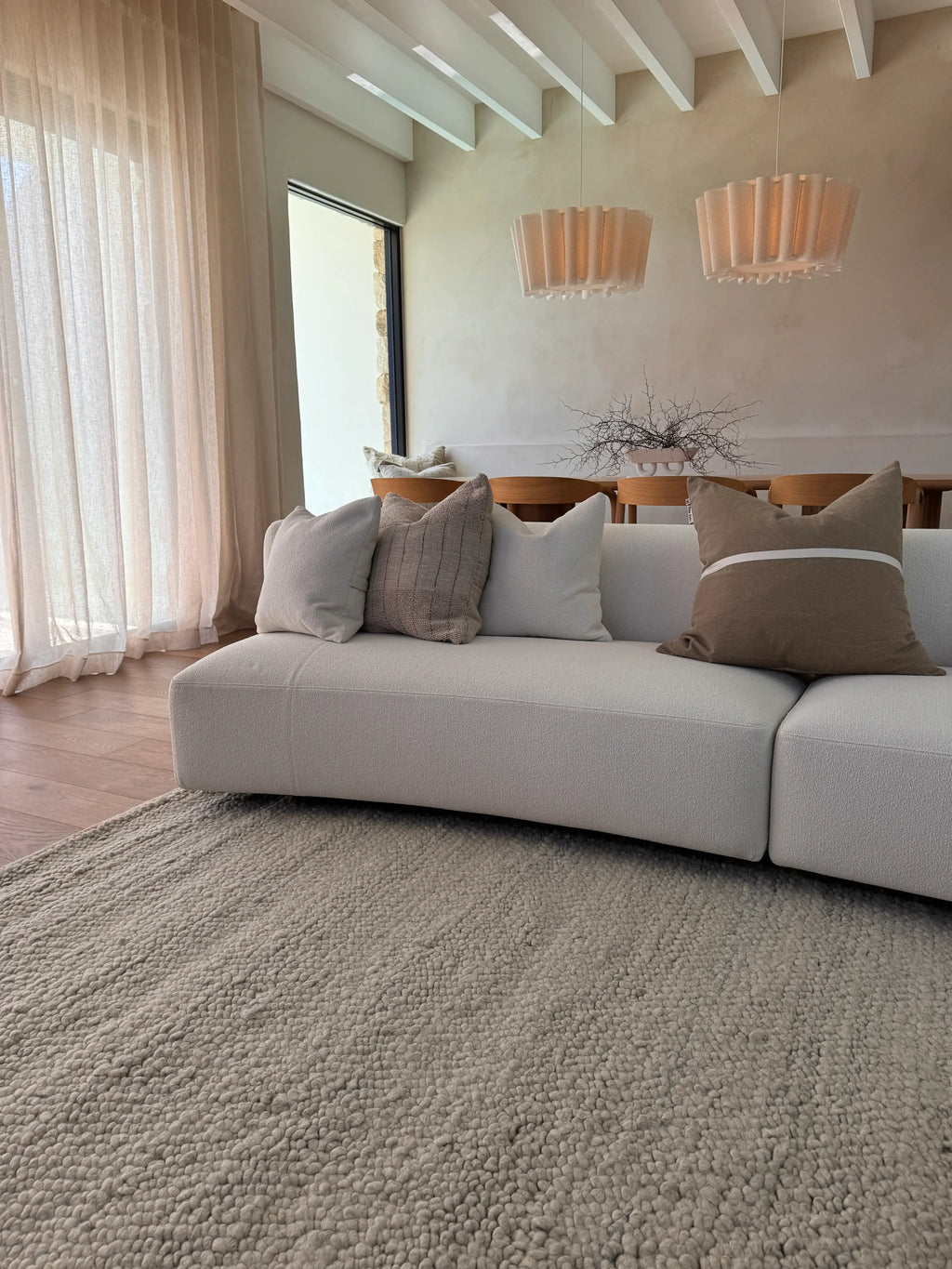 Sample of Newport Pebbly Weave Wool Rug in Grey