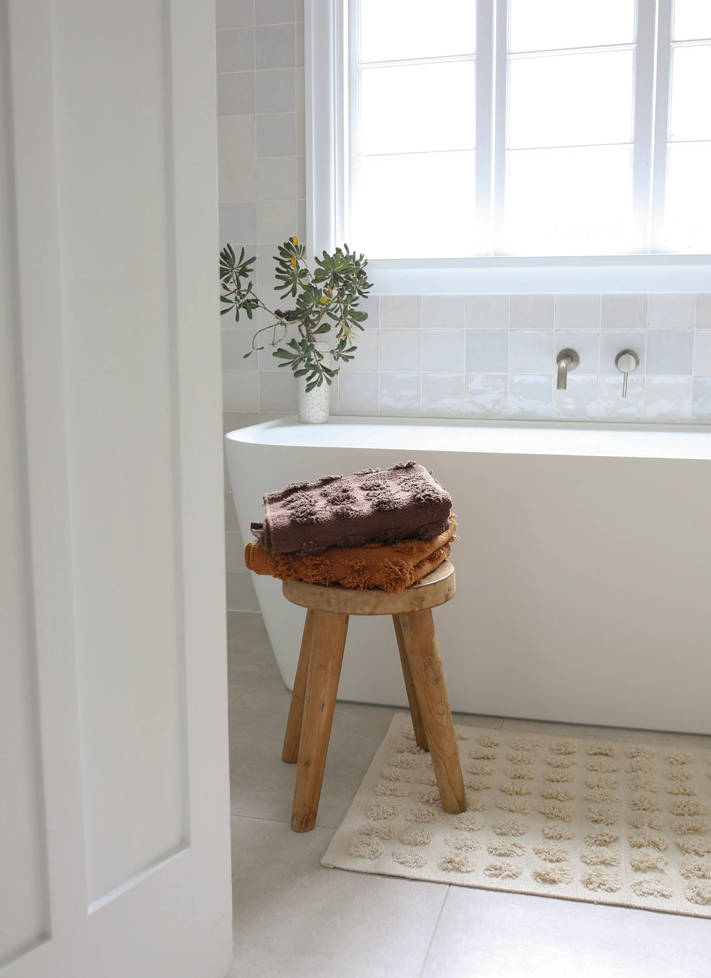 Merry Handwoven Cotton Bathmat in Natural