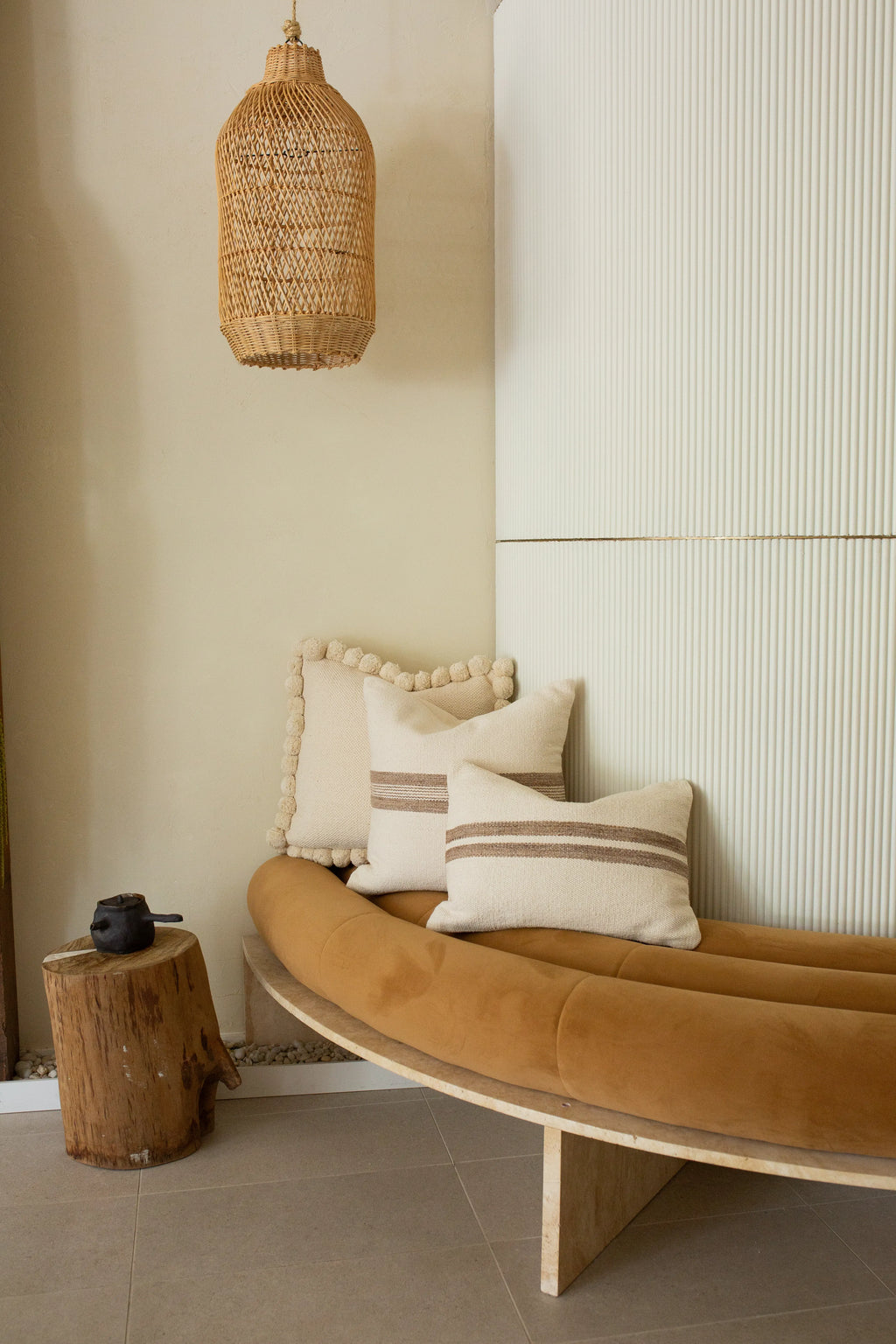 Luma Pom Pom Cushion in White