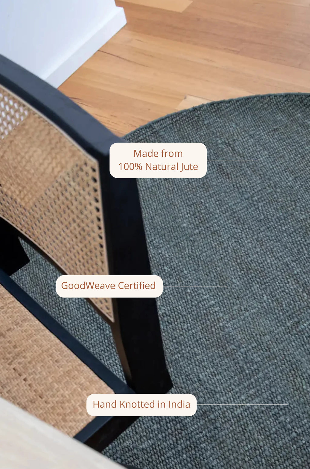Dharana Jute Round Rug in Olive