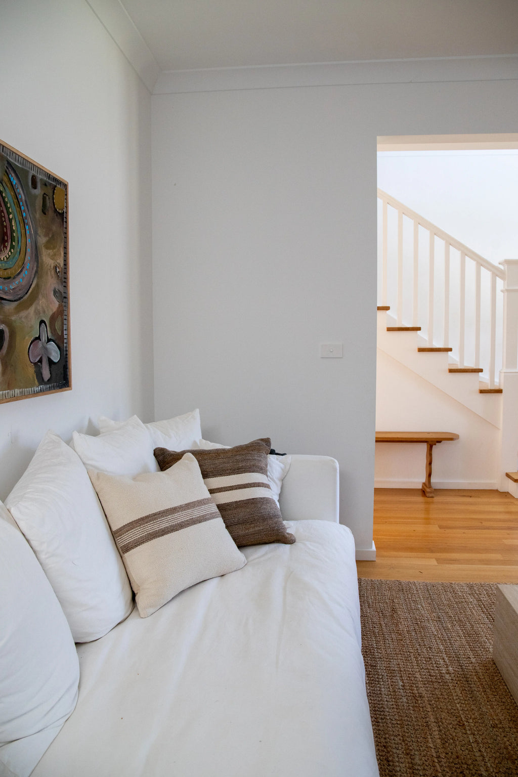 Amaya Striped Cushion in Natural Ivory