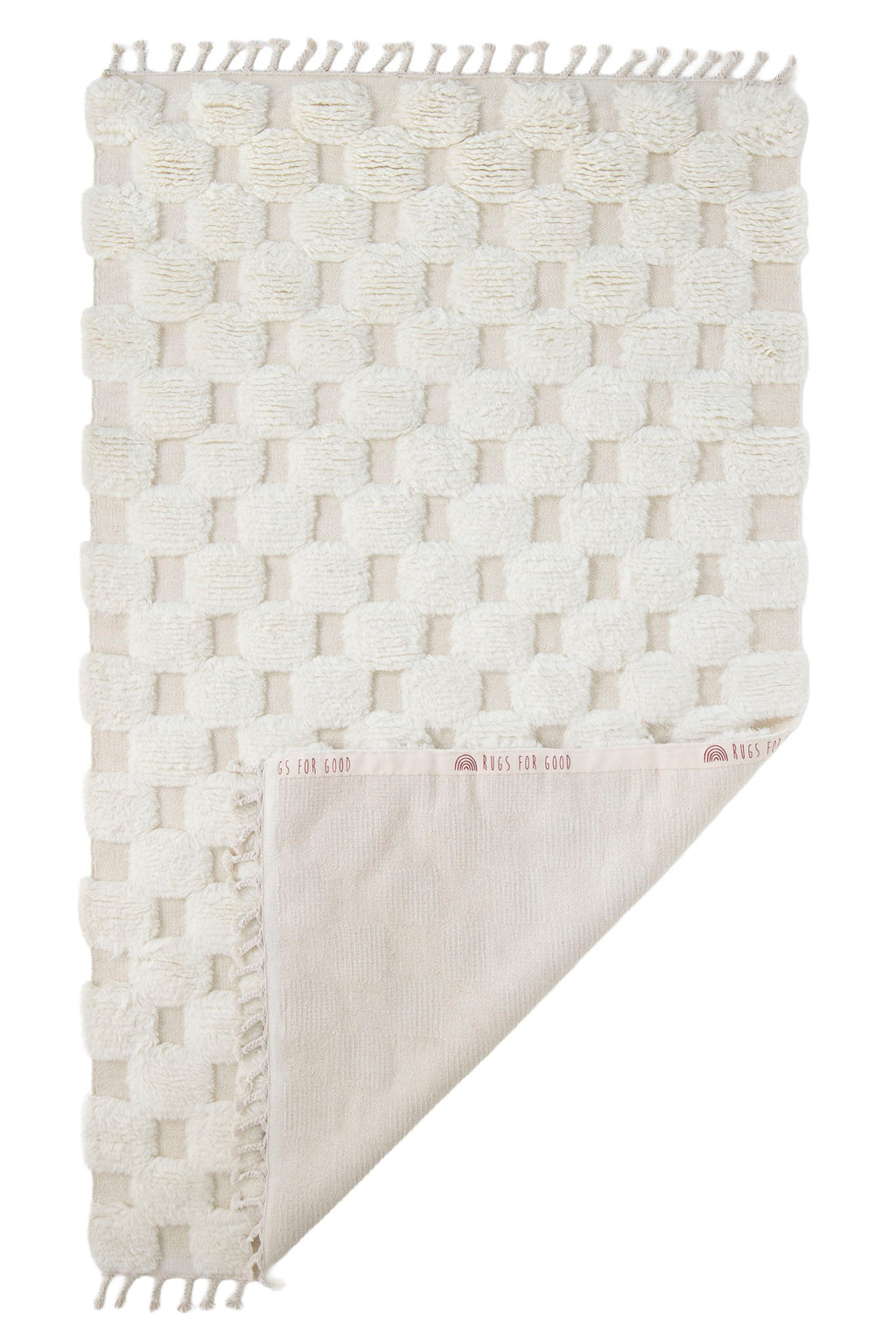 Mukti New Zealand Wool Moroccan Chequer Rug in Ivory
