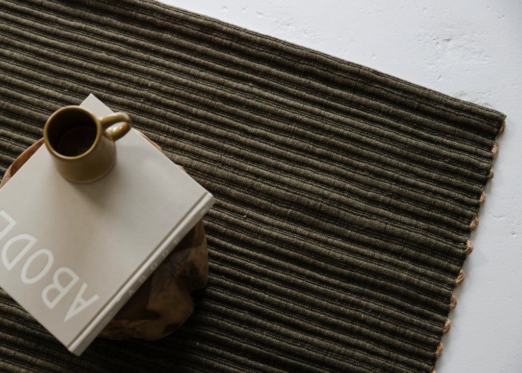 Sample of Mendocino Wool & Jute Rug in Olive