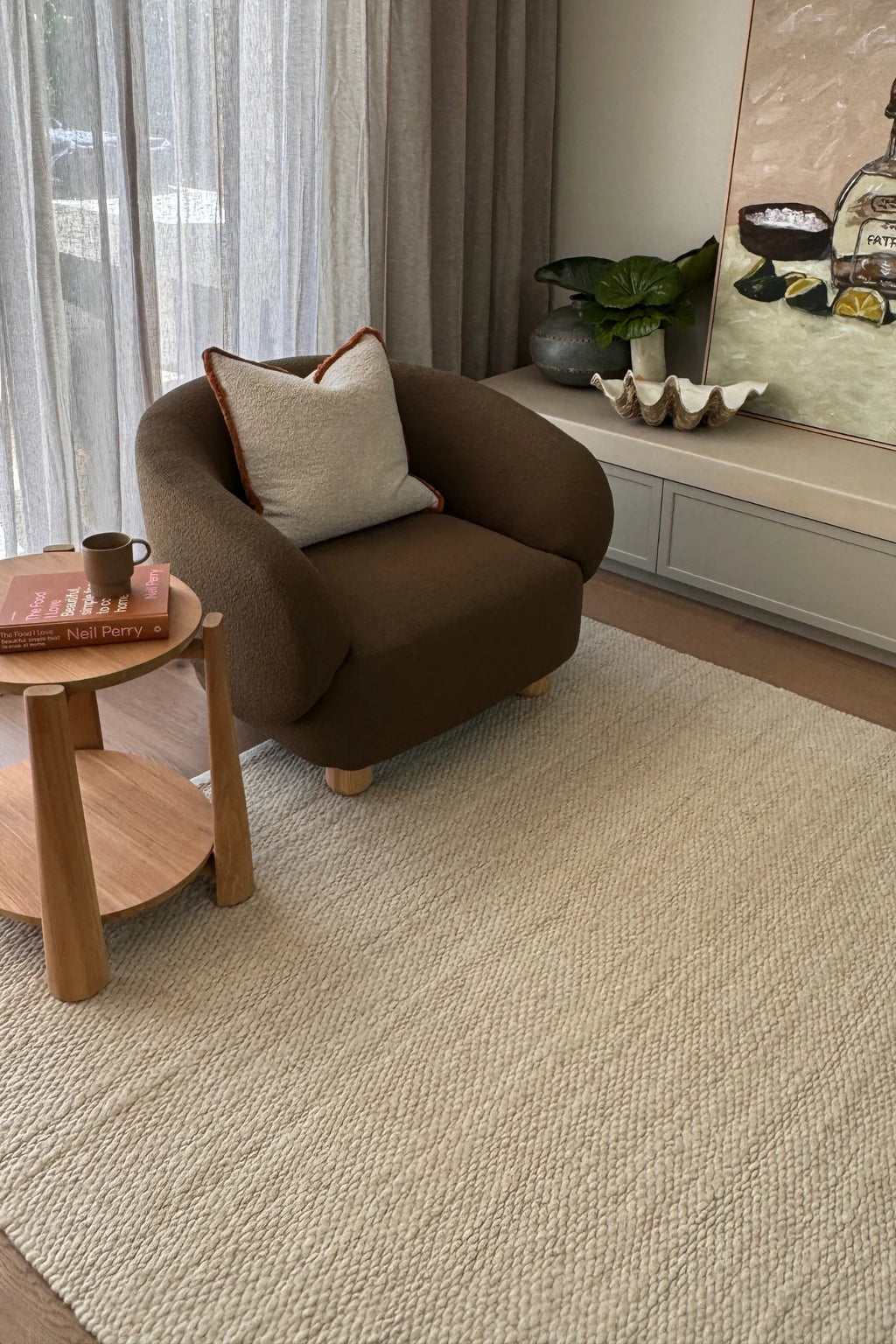 Sample of Luna Wool Rug in Beige