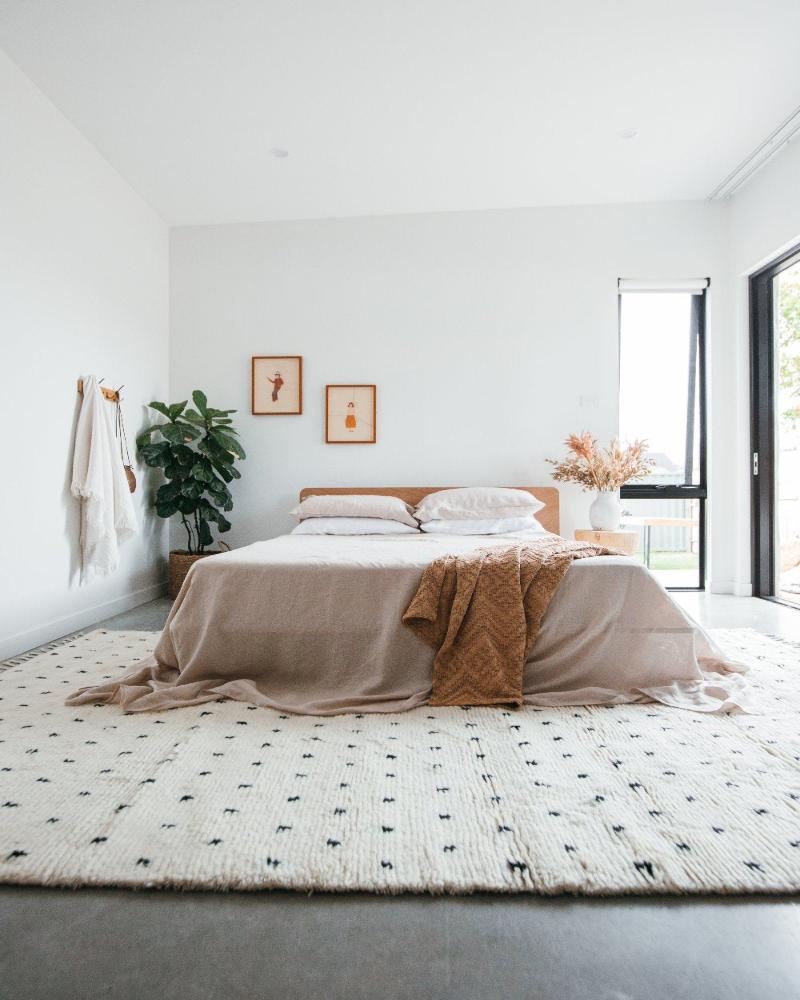 Agni Polka Dot New Zealand Wool Moroccan Rug in Ivory & Black