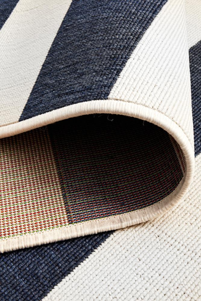 Copacabana Navy & White Striped Outdoor Rug