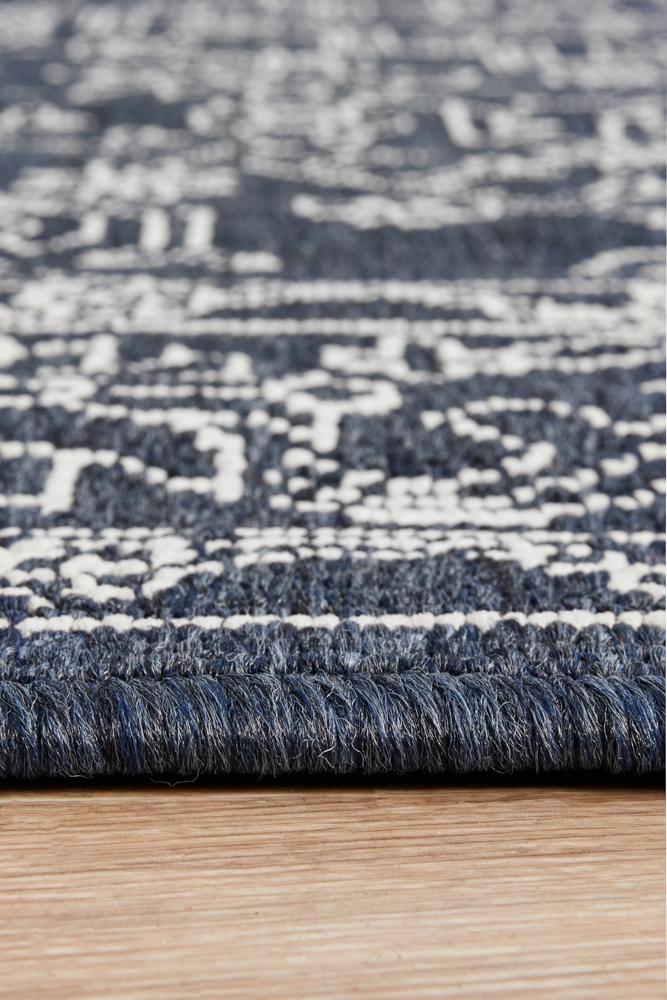 Uvita Tribal Motif Outdoor Rug in Navy