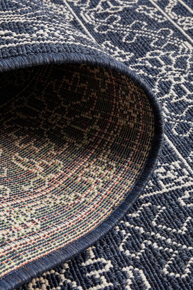 Uvita Tribal Motif Outdoor Rug in Navy
