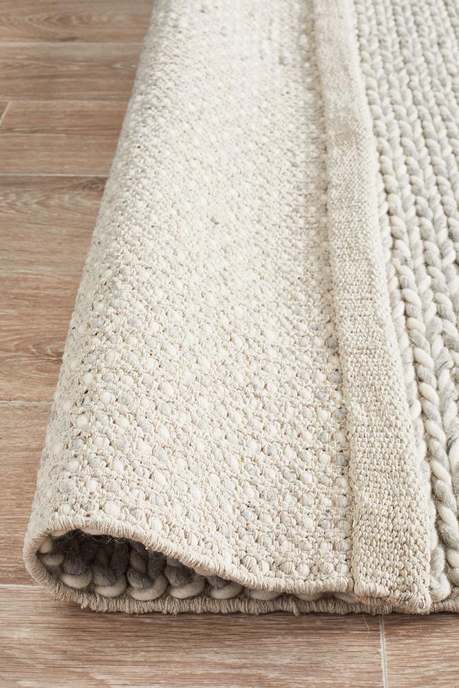 Aluna Braided Wool Rug in Grey and White – Rugs for Good